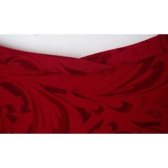 Athleta Women's Size S Coaster Luxe V-Neck Sweatshirt Agate Paisley Red - Picture 5 of 10